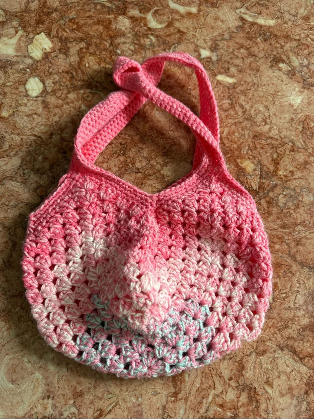 Handmade Pink Crochet Mini Tote Bag
